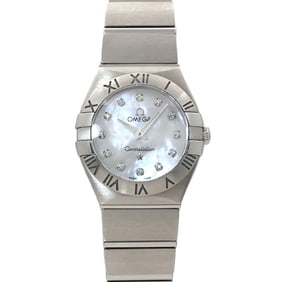 OMEGA Constellation 123 10 24 60 55 001 Women's Watch with 12 Diamonds, White Shell, and Quartz