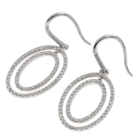 Tiffany Metro Double Circle Drop Diamond Earrings in 18K White Gold for Women. TIFFANY & Co.