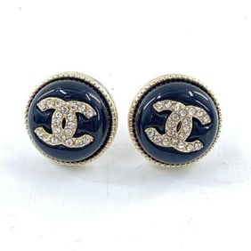 CHANEL Coco Mark Earrings Black Gold Chanel