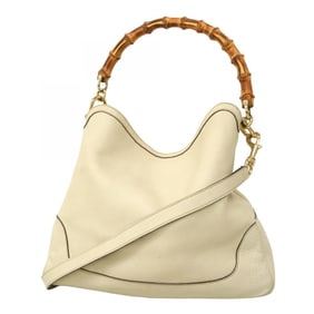 Gucci Bamboo Handbag 282315 Leather Ivory 2-Way Bag for Women