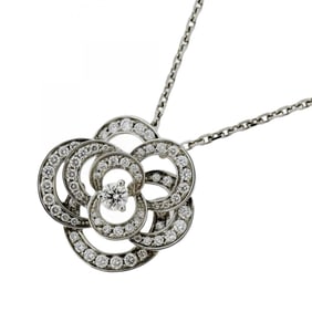 Chanel Camellia Necklace in 18K White Gold with Diamonds for Women