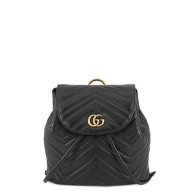 Gucci GG Marmont Leather Backpack 528129 GUCCI Bag Black