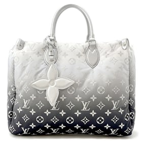 Louis Vuitton Monogram Nylon Tote Bag LV SKI On the Go MM M11847 2-way White Black