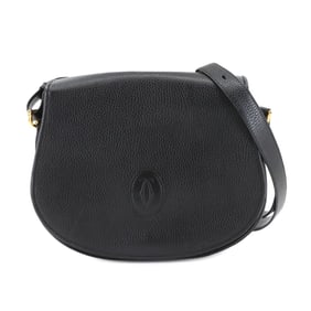 Cartier Must Line Shoulder Bag in Black Leather with Gold Hardware