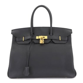 Hermes Hermès Birkin 35 Togo Black Handbag with T Stamp and Gold Hardware