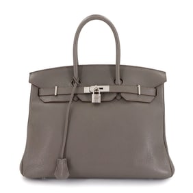 Hermes Hermès Birkin 35 Togo Etain Handbag with P Stamp and Silver Hardware