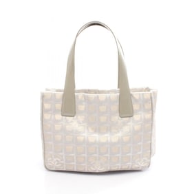 CHANEL New Travel Line PM Tote Bag, Leather, Nylon Canvas, Women's, Beige, White