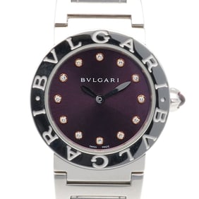 Bvlgari Watch BBL26S Stainless Steel Quartz Women's Polished and Pre-Owned with 12 Diamonds