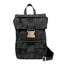 Pre-owned Fendi small Zucca body bag in fabric (7VZ067) black. Men's.