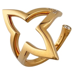 Pre-owned Louis Vuitton Ombre Blossom Open Ring, 18k Gold with Diamonds, Women's.