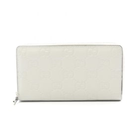 Gucci Imprint Round Long Wallet, Leather, Women's, Gray, 835003