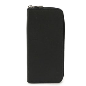 LOUIS VUITTON Taiga Zippy Wallet, Vertical Round Long Noir, Black, with Initials, M30503