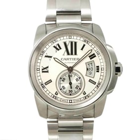 Cartier Calibre de W7100037 Men's Watch with Date Display, Silver, Automatic Movement