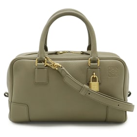 LOEWE Amazona 23 Anagram Handbag, Mini Boston Shoulder Bag, Leather, Greige, A039N07X02