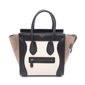 Celine Luggage Micro Shopper Tote Bag, Leather, Women's, Black, White, Gray