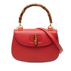Gucci Bamboo Handbag/Shoulder Bag 2WAY 000 2046 0188 Red Leather Women's GUCCI
