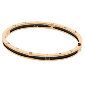 BVLGARI B-zero1 L Black Ceramic Bracelet in 18K Pink Gold for Women