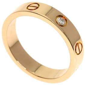 Cartier Mini Love Ring, 1 Diamond, #51, 18K Pink Gold, Women's