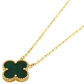 Van Cleef & Arpels Vintage Alhambra Malachite Necklace in 18K Yellow Gold for Women.