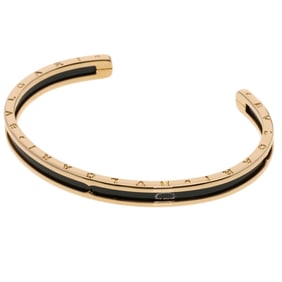 BVLGARI B-zero1 Small Black Ceramic Bracelet in 18K Pink Gold for Women