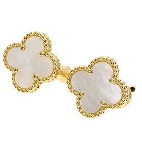 Van Cleef & Arpels Vintage Alhambra Shell Earrings in 18K Yellow Gold for Women.