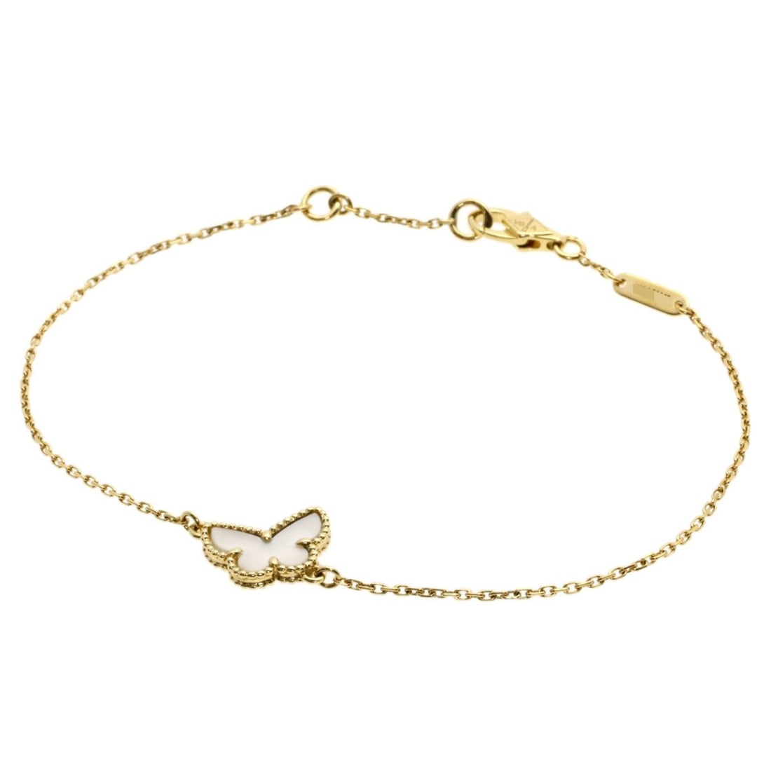 Van Cleef & Arpels Sweet Alhambra Papillon Shell Bracelet in 18K Yellow Gold for Women.: --- Catalog ---Category: SizeLength: 17cm / 6.69''Category: DesignType: Charm braceletStone: ShellGender: WomenMaterial: Yellow gold (18K)Category: GeneralBrand: Van Cleef & Arpels--- Item List ---Sec