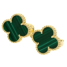 Van Cleef & Arpels Vintage Alhambra Malachite Earrings in 18K Yellow Gold for Women