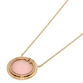 Tiffany T Two Circle Pink Opal and Diamond Necklace in 18K Gold for Women. TIFFANY & Co.