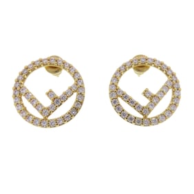 Fendi F is rhinestone earrings in metal for women.