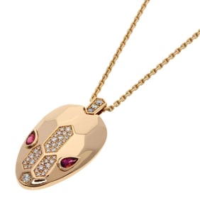BVLGARI Serpenti Rubellite and Diamond Necklace in 18K Pink Gold for Women