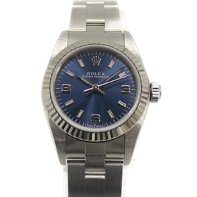 ROLEX Oyster Perpetual 76094 A-series Stainless Steel Automatic Blue Dial Women's Watch