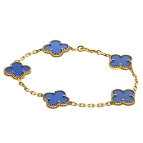 Van Cleef & Arpels Vintage Alhambra 5-Piece Agate Bracelet in 18K Yellow Gold for Women.