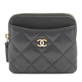 Chanel Women's Matelasse Zip Coin Purse in Black Caviar Leather (AO2061)