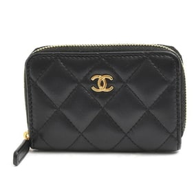 Chanel Women's Matelasse Wallet, Coin Case, Card Random Black Lambskin, CHANEL AP0216