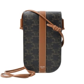 Celine Women's Mobile Pouch Phone Shoulder Bag in Triomphe Canvas and Calfskin, CELINE