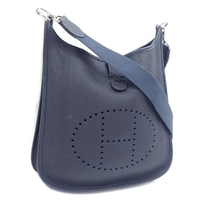 Hermes Evelyne PM Shoulder Bag for Women, Blue Nuit, Navy Blue, Togo Leather, F Stamp, Made in 2002