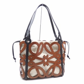 Loewe Anagram Cutout Tote Bag, Small, Women's, Brown and Black Leather, A821Q05X01, Shoulder Bag