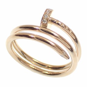 Cartier Juste un Clou Double Ring for Women, 18K Yellow Gold, Size 13, 0.08ct Diamond, #53, 750 Gold