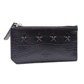Jimmy Choo card case, fragment black leather coin case for men and women