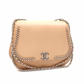 Chanel Women's Beige Calfskin Shoulder Bag with Coco Mark