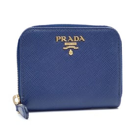 Prada Women's Blue Leather Coin Case 1MM268 Round