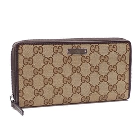 Gucci Women's Round Long Wallet in Brown and Beige GG Canvas Leather (307980)