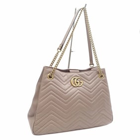 Gucci GG Marmont Medium Tote Bag, Women's, Taupe and Beige Leather, 453569, with Leather Chain