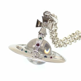 Vivienne Westwood Tiny Orb Necklace for Women, Brass, Silver Color, TINY ORB