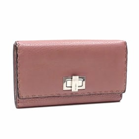 Fendi Women's Pink Leather Bifold Long Wallet 8M0308 with Peekaboo Selleria Turnlock