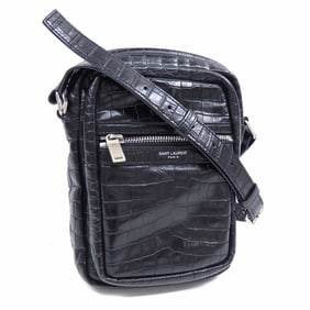 Saint Laurent Paris BV SID POUCH REVLON Shoulder Bag, Women's, Black Embossed Leather, 581700