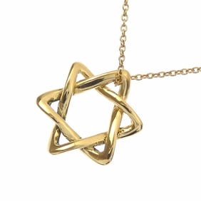 Tiffany Star of David Necklace for Women, 18K Yellow Gold, 2.0g, 750, Hexagram