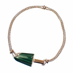 Bvlgari Gelati Bracelet for Women, 18KPG 5.5g 750 18K Pink Gold, Small, Malachite and Diamond