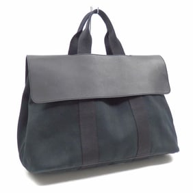 Hermes Hermès Valparaiso MM Handbag, Women's, Black, Toile Chevron Leather, Pouch Not Available,