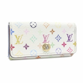 Louis Vuitton 4-ring key case, Monogram Multicolore, Multicle 4, Women's, M93730, Blanc Raisin